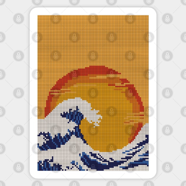 Great Wave Kanagawa Sunset Pixel Sticker by Holailustra